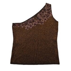JOSEPH A BEADED BRONZE SPARKLE TANK